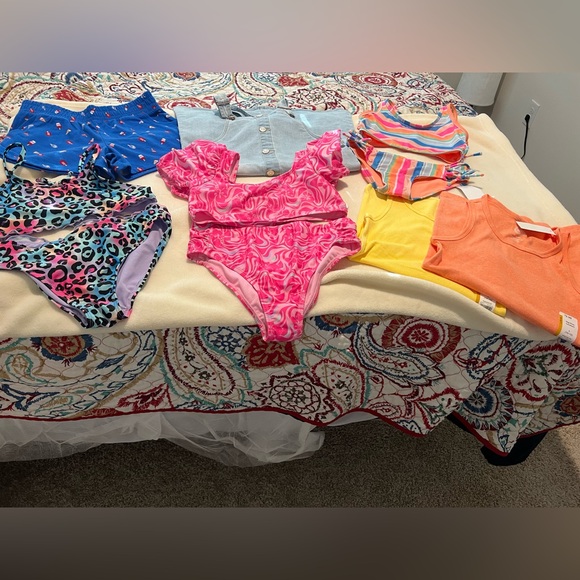 bundle two tank tops, overall dress, three bathing suits and two tank tops - Picture 1 of 7